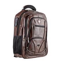 Mochila Notebook Executiva Couro Antifurto 50 Litros Entrada USB Marrom