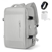 Mochila Notebook Executiva Grande Viagem Cinza Fone Relógio Mochila Notebook Executiva Grande Viagem Cinza Fone Relógio
