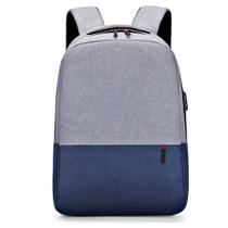 Mochila Notebook Impermeavel 15.6 Com Usb - Cinza E Azul