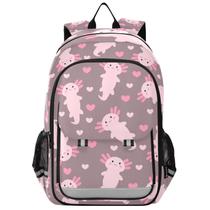 Mochila ODAWA Cute Pink Axolotl para escola com capa para laptop Mochila ODAWA Cute Pink Axolotl para escola com capa para laptop