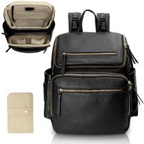 Mochila Omanmoli Bolsa de fraldas de couro 34x15x36 cm preta Mochila Omanmoli Bolsa de fraldas de couro 34x15x36 cm preta