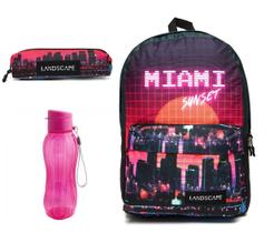 Mochila Original Miami Sunset Estojo e Garrafa de água 900ml