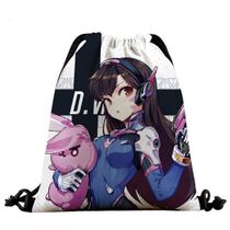 Mochila Overwatch DVA Anime Drawstring 39x32cm Algodão-Poliéster