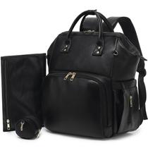 Mochila pañalera ROSEGIN de cuero vegano 42x24x36 cm negra