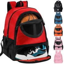 Mochila para bola de basquete para homens e mulheres com compartimento para bola e calçados, capacidade de 30 L, leve e respirável, para meninos e meninas, mochila para bola de futebol, vôlei, esportes, viagem, escola e academia, vermelha Mochila para bola de basquete para homens e mulheres com compartimento para bola e calçados, capacidade de 30 L, leve e respirável, para meninos e meninas, mochila para bola de futebol, vôlei, esportes, viagem, escola e academia, vermelha