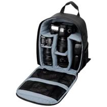 Mochila Para Câmera Fotografica Compacta E Acessórios C/ Alça Para Tripé Cinza