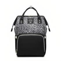 Mochila para fraldas Armbq Leopard Print impermeável cinza