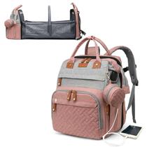 Mochila para Fraldas Astro Alan Baby com Trocador - Cinza e Rosa