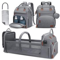 Mochila para fraldas DERJUNSTAR Bolsa de fraldas multifuncional cinza