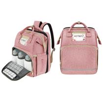 Mochila para fraldas HOTBEST rosa grande 26,2 L com alças de carrinho de bebê