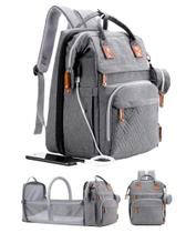 Mochila para fraldas ISMGN com estação de troca cinza 25L