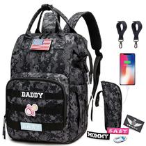 Mochila para Fraldas QWREOIA Camo - Com Porta USB para Papais e Mamães