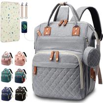 Mochila para fraldas SHITIESHOU Baby Girl Boy para papai, mamãe, cinza Mochila para fraldas SHITIESHOU Baby Girl Boy para papai, mamãe, cinza