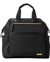 Mochila para fraldas Skip Hop Mainframe preta com acabamento dourado
