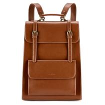 Mochila para laptop ECOSUSI PU Leather Vintage 15,6" marrom feminina