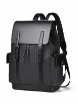 Mochila para laptop em couro PU para homens e viagens de negócios de 16 polegadas