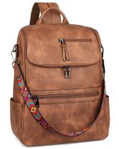 Mochila para Laptop FADEON de Couro Marrom - 15,6 Polegadas - Para Mulheres