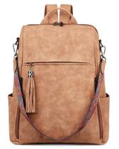 Mochila para laptop FADEON Leather 15,6" para mulheres marrom