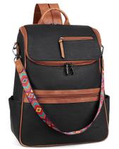 Mochila para laptop FADEON Leather Travel 15,6" preta marrom