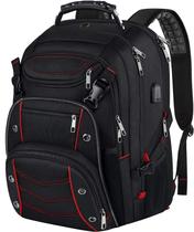 Mochila para laptop grande de 18,4 polegadas VECKUSON com porta de carregador USB vermelha