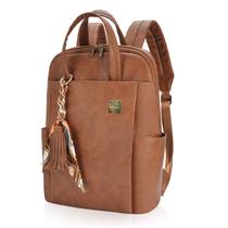 Mochila para laptop Kamlui para mulheres marrom de 15,6 polegadas