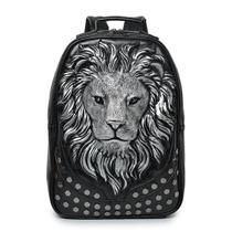 Mochila para laptop kiisy 3D Lion Leather Fashion Travel Black Mochila para laptop kiisy 3D Lion Leather Fashion Travel Black