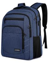 Mochila para laptop Liokesa Large School 15,6" com USB azul Mochila para laptop Liokesa Large School 15,6" com USB azul