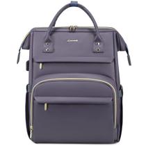 Mochila para laptop LOVEVOOK de couro de 17 polegadas para mulheres cinza roxa Mochila para laptop LOVEVOOK de couro de 17 polegadas para mulheres cinza roxa