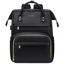 Mochila para laptop LOVEVOOK de couro de 17 polegadas preta