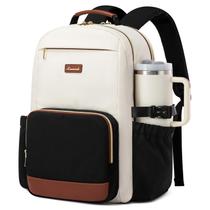 Mochila para laptop LOVEVOOK para mulheres de 15,6" com bolso bege Mochila para laptop LOVEVOOK para mulheres de 15,6" com bolso bege