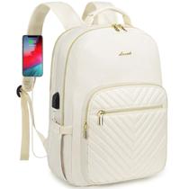 Mochila para laptop LOVEVOOK para mulheres de 15,6" com porta USB bege