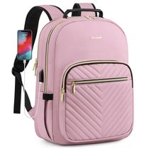 Mochila para laptop LOVEVOOK para mulheres de 15,6" com porta USB - rosa
