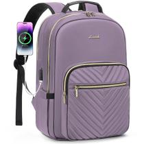 Mochila para laptop LOVEVOOK para mulheres de 15,6" impermeável roxa taro