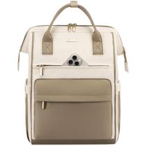 Mochila para laptop LOVEVOOK para mulheres de 17 polegadas, trabalho e viagem, bege