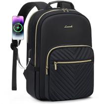 Mochila para laptop LOVEVOOK para mulheres de 18,4 polegadas impermeável preta