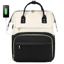 Mochila para laptop LOVEVOOK para mulheres, moda, 15,6", bege-preta