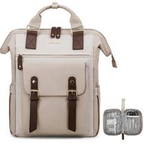 Mochila para laptop LOVEVOOK para mulheres nude bege 15,6 polegadas
