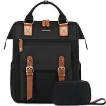 Mochila para laptop LOVEVOOK para mulheres, viagens de trabalho, 15,6", preta-marrom Mochila para laptop LOVEVOOK para mulheres, viagens de trabalho, 15,6", preta-marrom