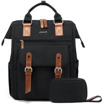 Mochila para laptop LOVEVOOK para mulheres, viagens de trabalho, 15,6", preta-marrom