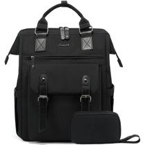 Mochila para laptop LOVEVOOK para mulheres, viagens de trabalho, 17 polegadas, preta