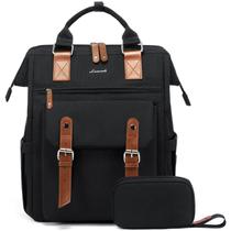 Mochila para laptop LOVEVOOK para mulheres, viagens de trabalho, 17 polegadas, preta