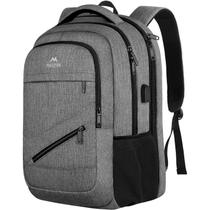 Mochila para laptop MATEIN de 15,6" com porta USB compatível com TSA e porta USB cinza
