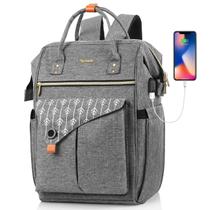 Mochila para laptop MOMUVO cinza 17,3" com porta USB para mulheres 25L