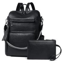 Mochila para laptop Shrie Vegan Leather de 15,6 polegadas para mulheres