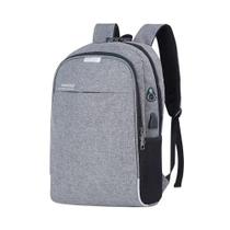 Mochila para Notebook OEM Antifurto em Poliéster 46x30x15cm Cinza com USB e Fone Unissex Mochila para Notebook OEM Antifurto em Poliéster 46x30x15cm Cinza com USB e Fone Unissex