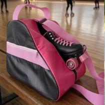 Mochila Para Patins Quad Inline Bolsa material sintético Preta, Rosa