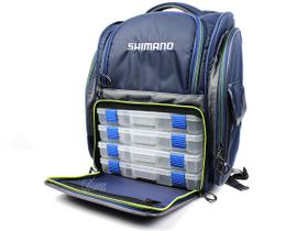 Mochila Para Pesca Shimano Back Pack XL Blue C/ 4 Estojos - LUGB-15