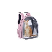 Mochila Para Pets Visão Panorâmica Gato Cachorro Preta Rosa