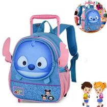 Mochila Passeio Escolar Infantil Com Rodinhas Stitch Tsum Clio Criança Menina