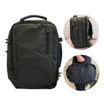 Mochila Pasta Executiva 2 em 1 USB Expansível 10 Compartimentos Preta Notebook Trabalho Viagem
